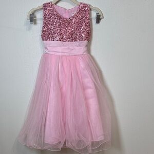 Pink Sequin Bodice Tulle Party Dress for Girls